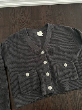H&M dark grey button up knit cardigan